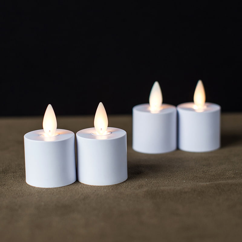 4 pakke hvide induktive genopladelige flammeløse stearinlys