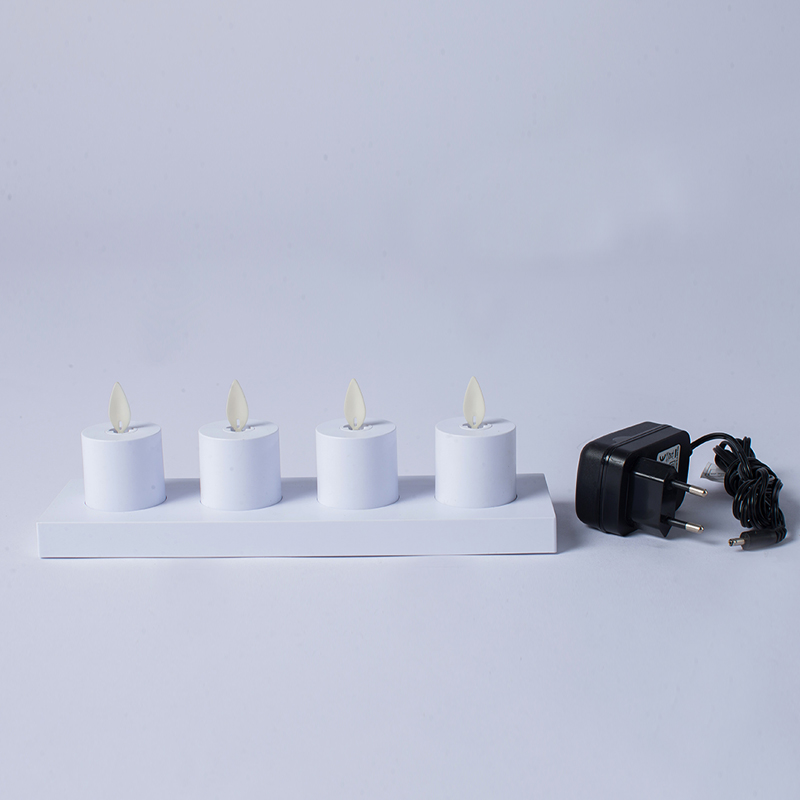 4 pakke hvide induktive genopladelige flammeløse stearinlys