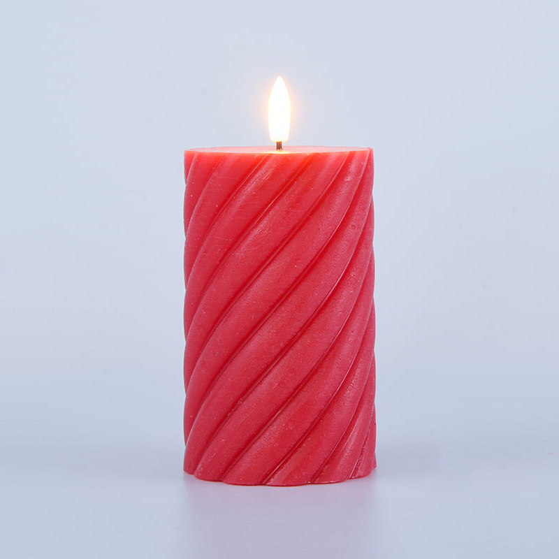 3-pak rød spiral, flammefri søjlelys 3-pak rød spiral, flammefri søjlelys