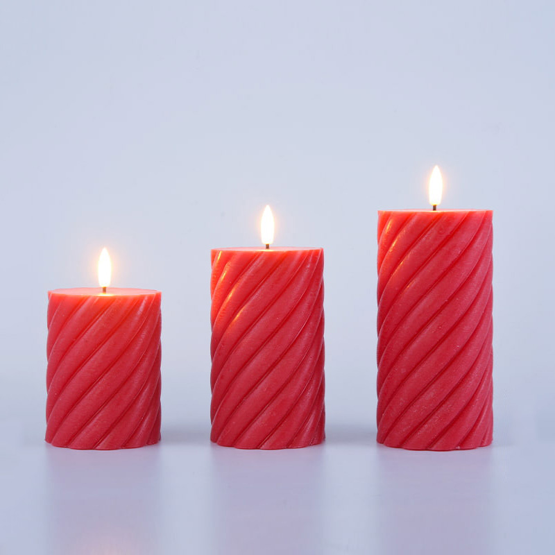 3-pak rød spiral, flammefri søjlelys 3-pak rød spiral, flammefri søjlelys
